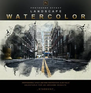 Landscape Watercolor – Photoshop Effect