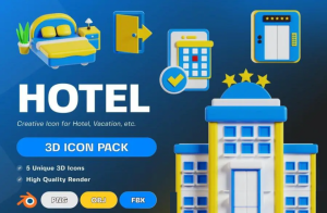 Hotel 3D Illustration Pack – 5 High-Quality 3D Icons
